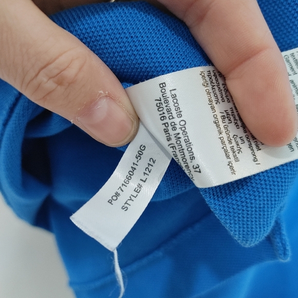 Lacoste Men's Classic Fit L.12.12 Original Piqué Polo Cotton Blue Short Sleeve L - Picture 8 of 9